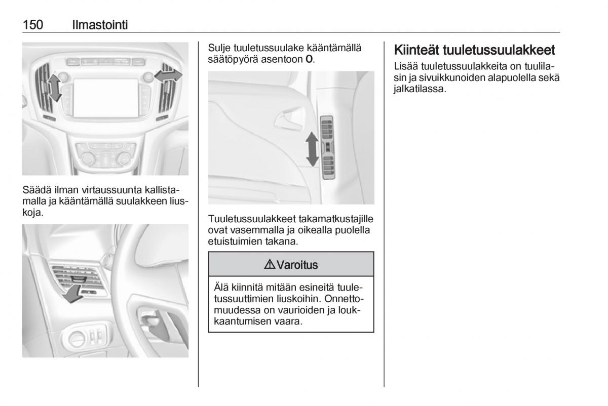 Opel Zafira C FL omistajan kasikirja / page 152