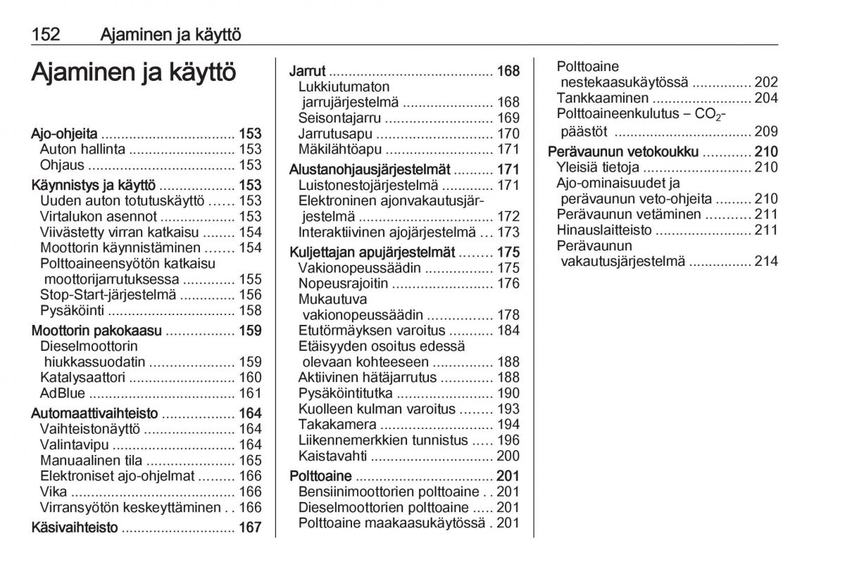 Opel Zafira C FL omistajan kasikirja / page 154