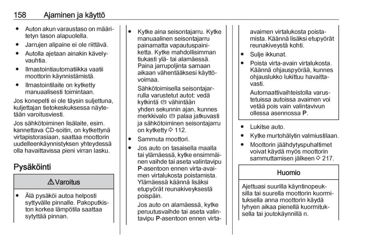 Opel Zafira C FL omistajan kasikirja / page 160