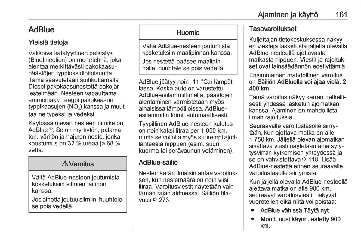 Opel Zafira C FL omistajan kasikirja / page 163