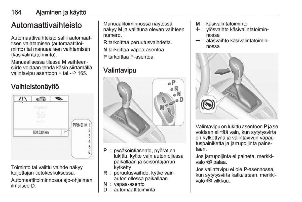 Opel Zafira C FL omistajan kasikirja / page 166