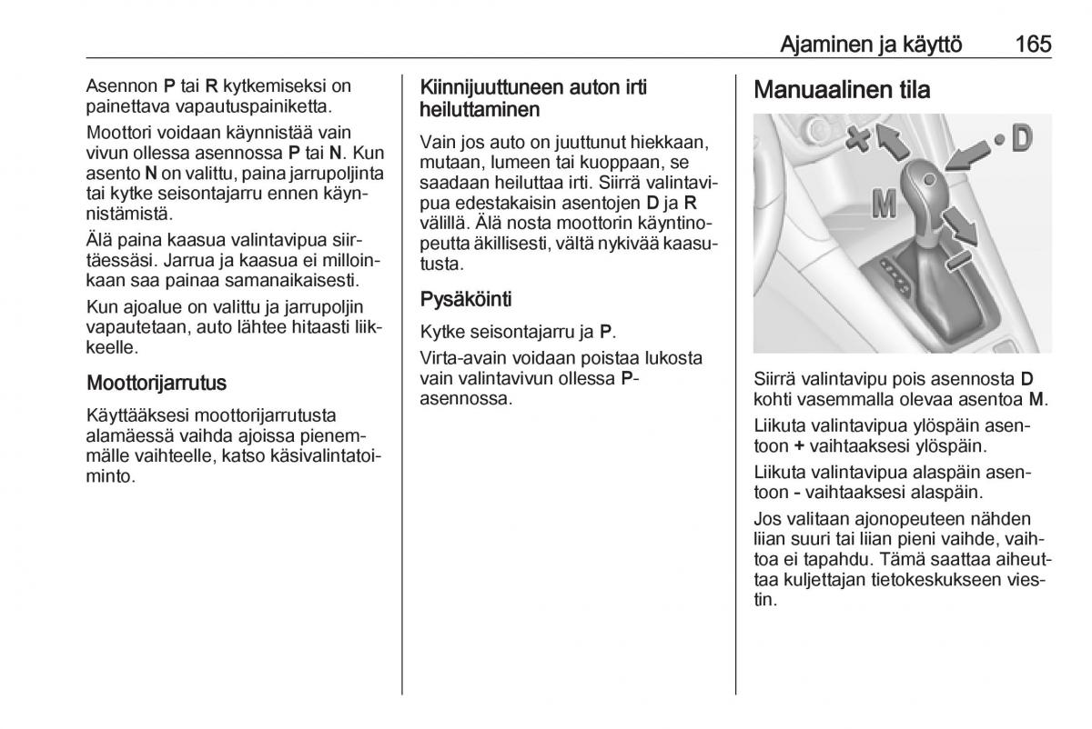 Opel Zafira C FL omistajan kasikirja / page 167