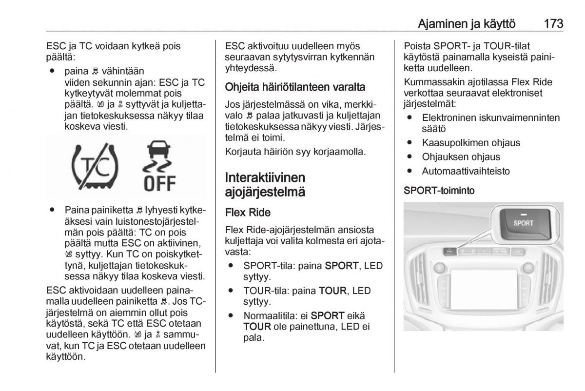 Opel Zafira C FL omistajan kasikirja / page 175