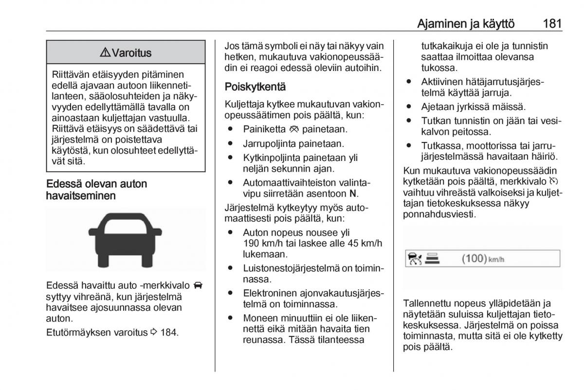 Opel Zafira C FL omistajan kasikirja / page 183