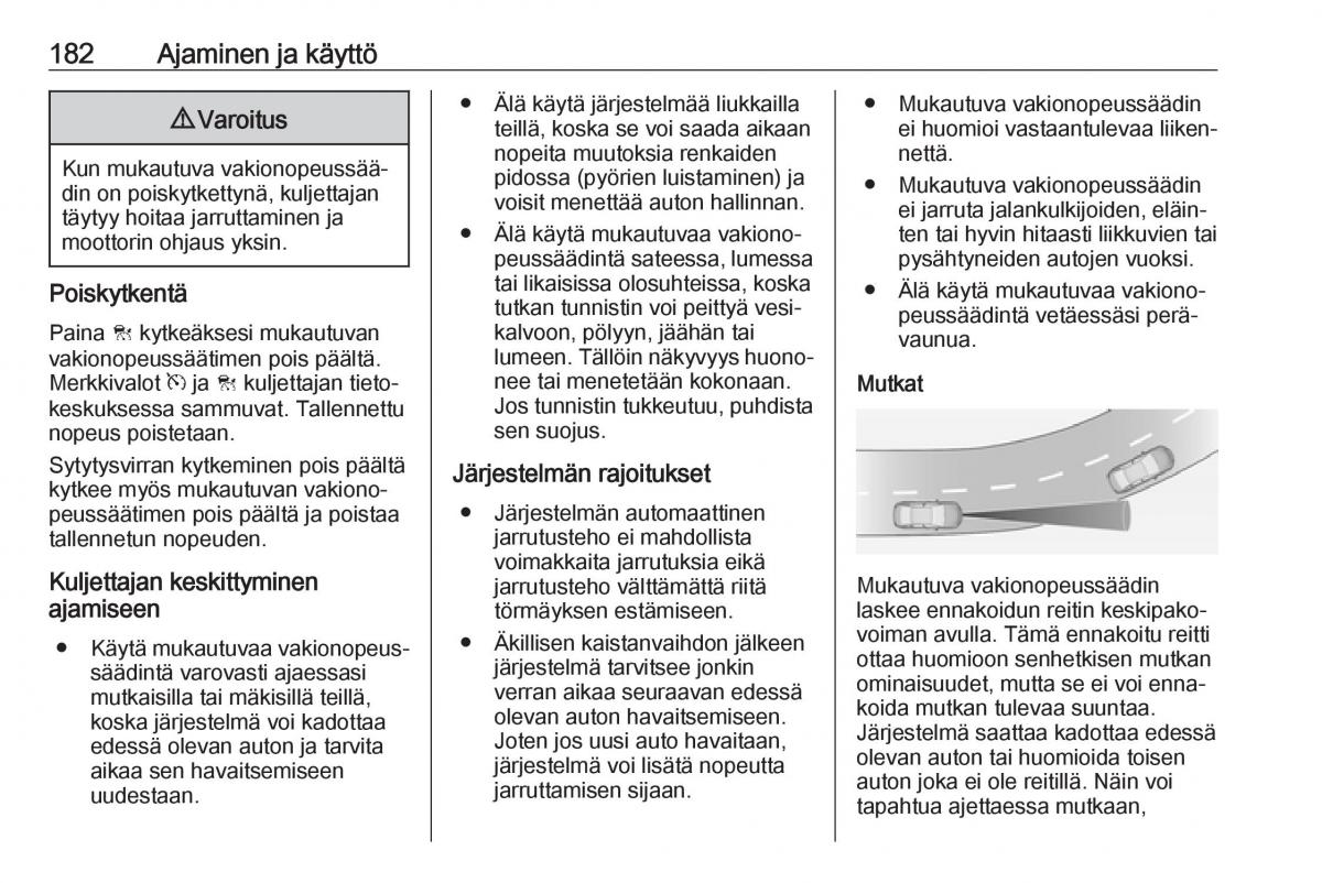 Opel Zafira C FL omistajan kasikirja / page 184