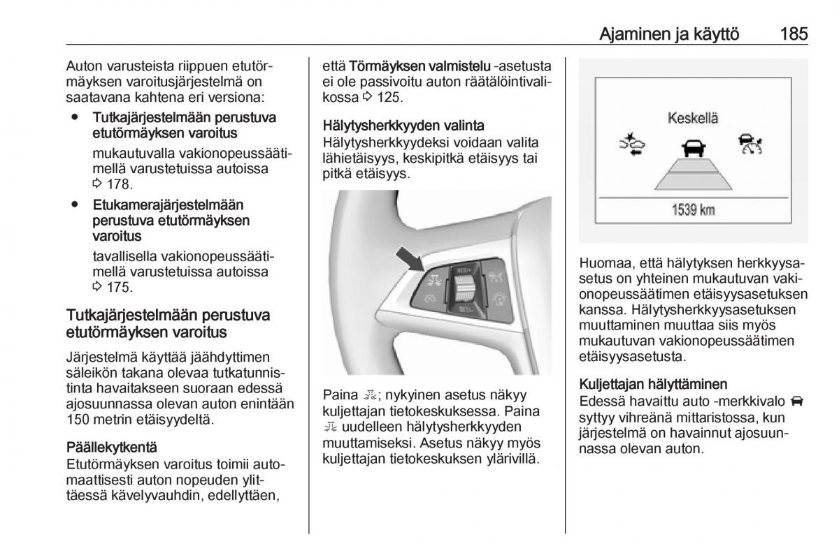 Opel Zafira C FL omistajan kasikirja / page 187