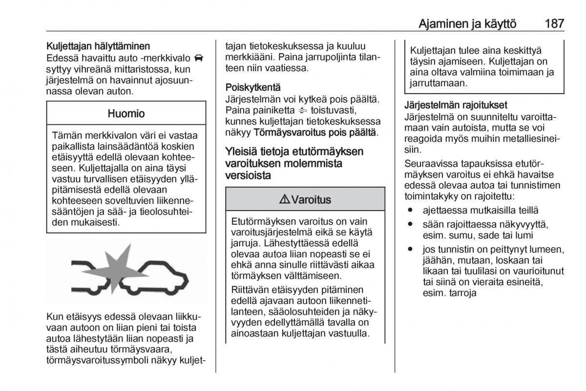 Opel Zafira C FL omistajan kasikirja / page 189