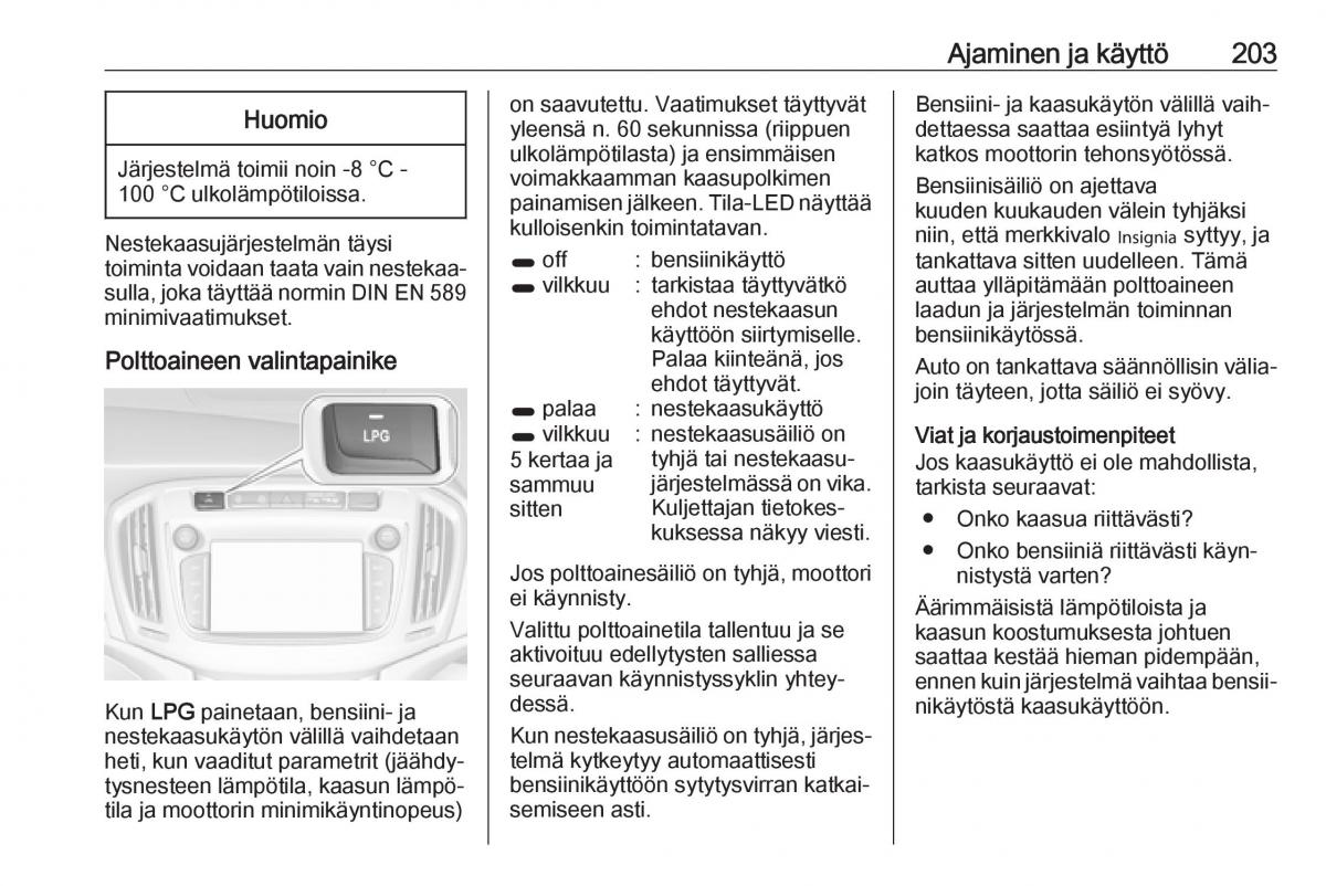 Opel Zafira C FL omistajan kasikirja / page 205