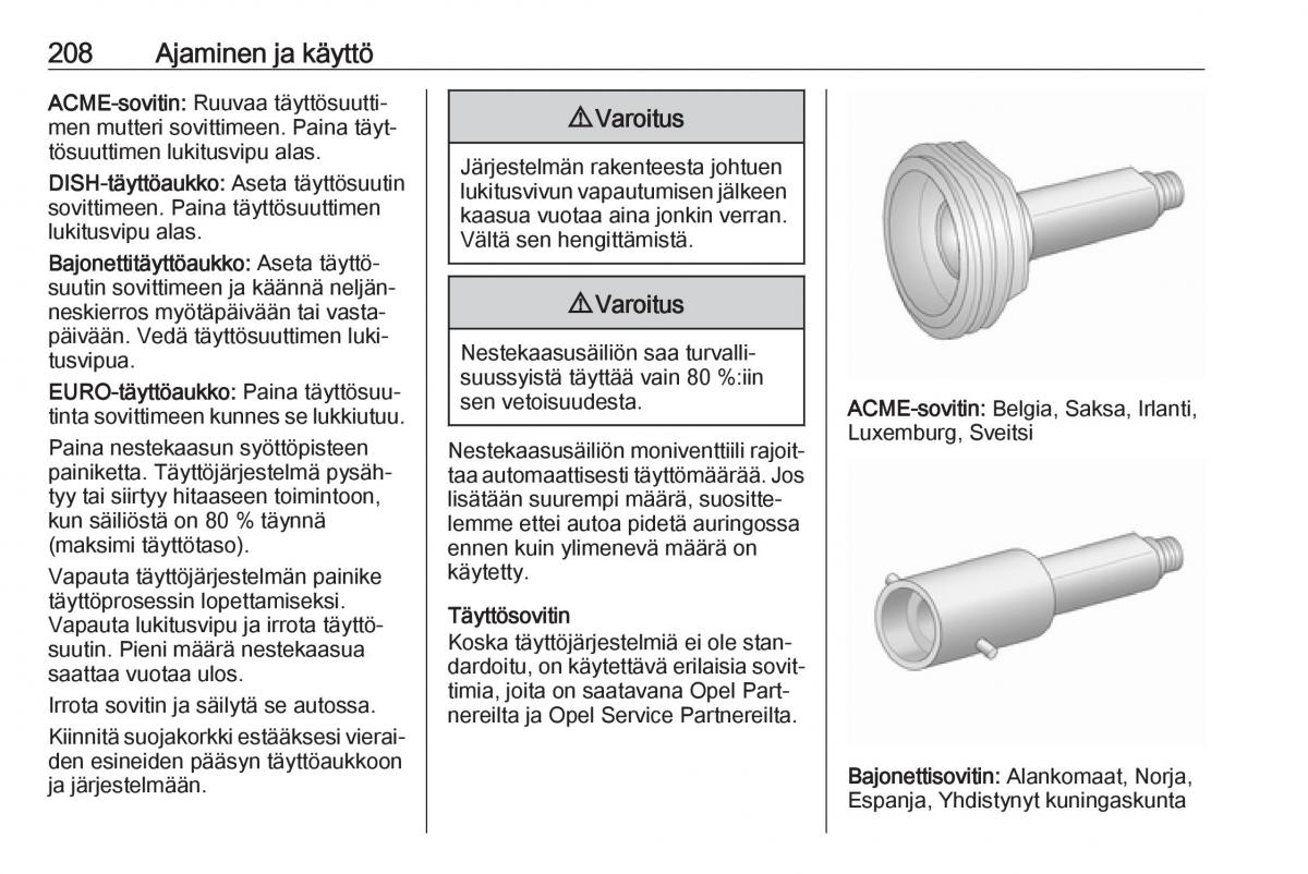 Opel Zafira C FL omistajan kasikirja / page 210