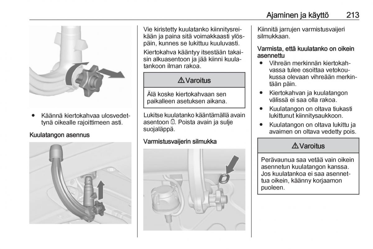 Opel Zafira C FL omistajan kasikirja / page 215