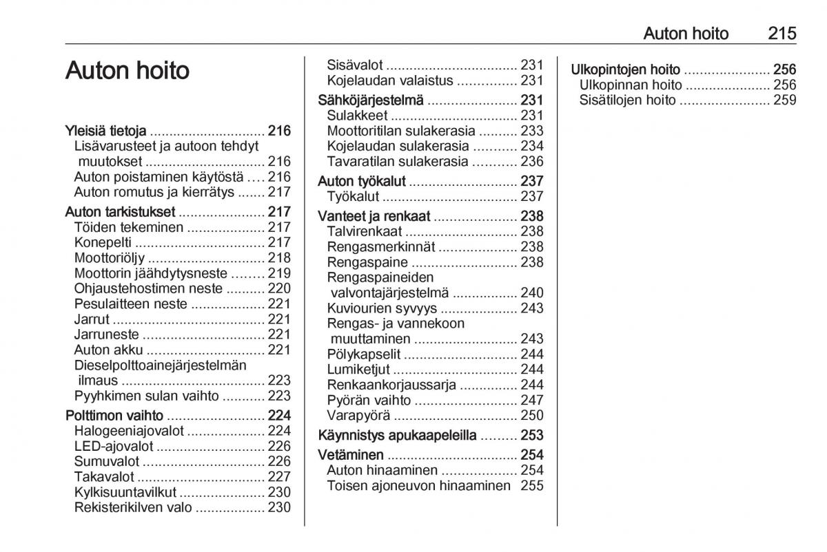 Opel Zafira C FL omistajan kasikirja / page 217