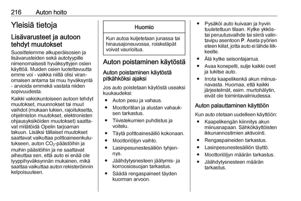 Opel Zafira C FL omistajan kasikirja / page 218