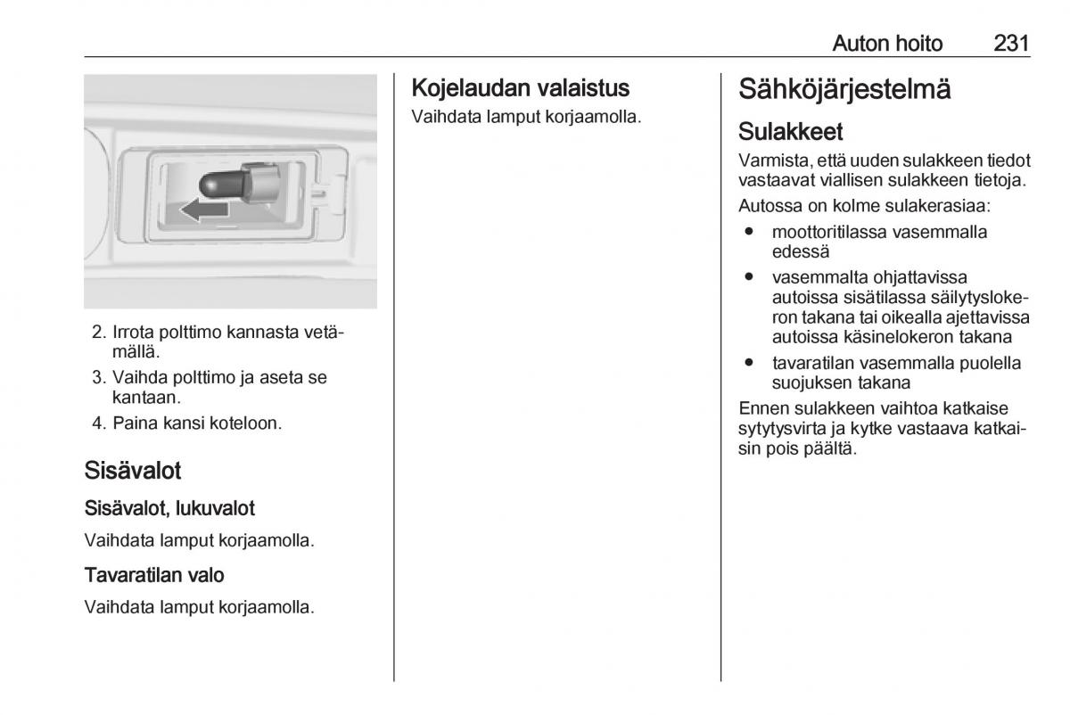 Opel Zafira C FL omistajan kasikirja / page 233