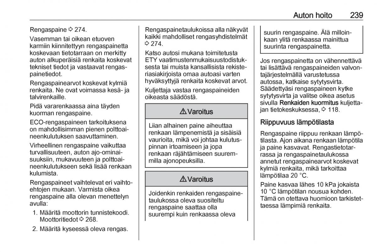 Opel Zafira C FL omistajan kasikirja / page 241