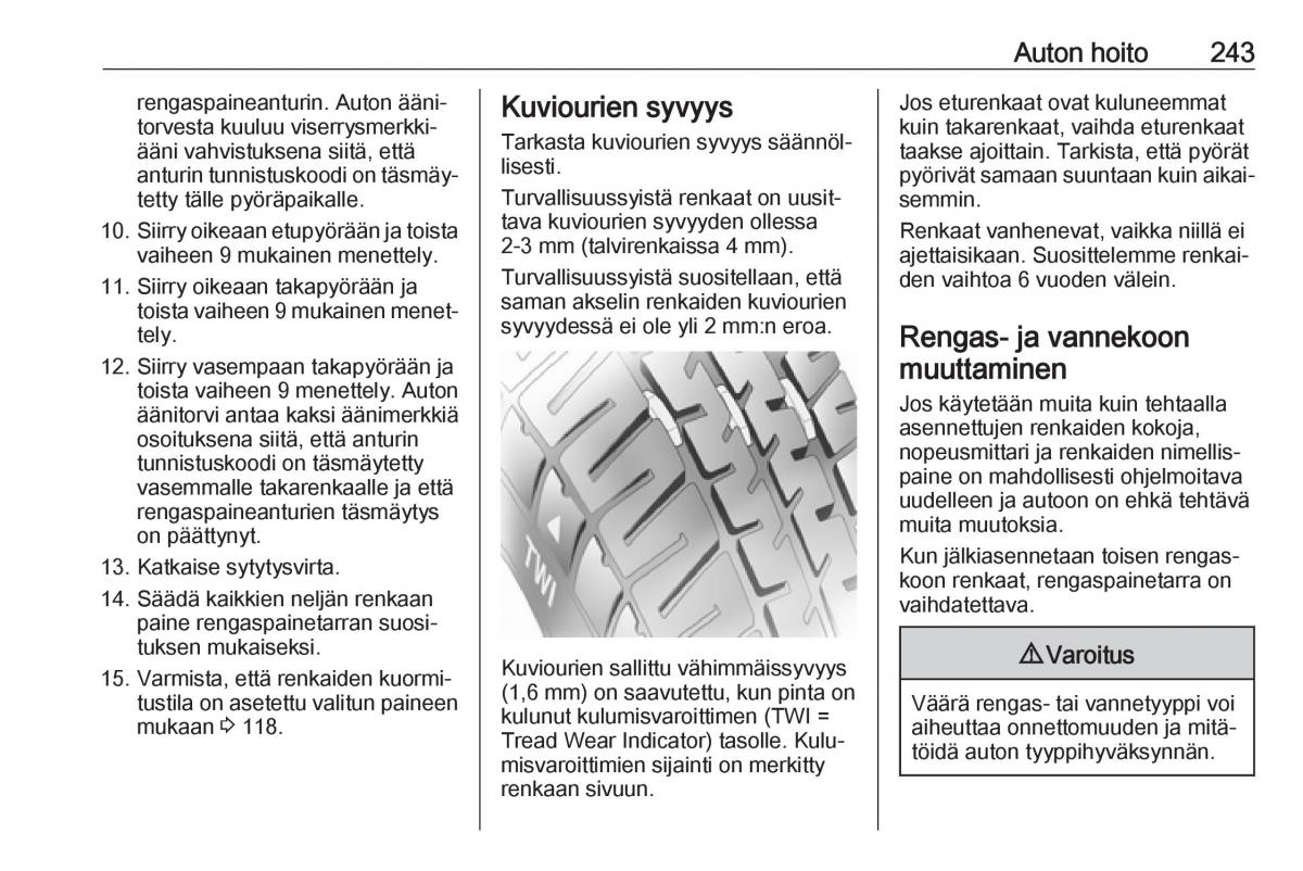 Opel Zafira C FL omistajan kasikirja / page 245