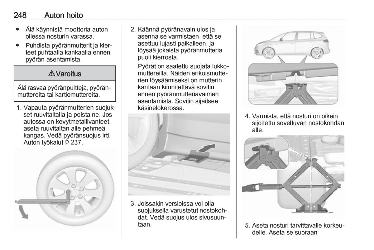 Opel Zafira C FL omistajan kasikirja / page 250