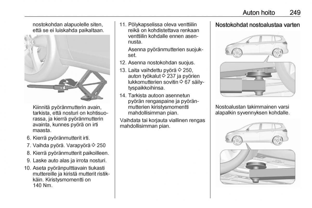 Opel Zafira C FL omistajan kasikirja / page 251