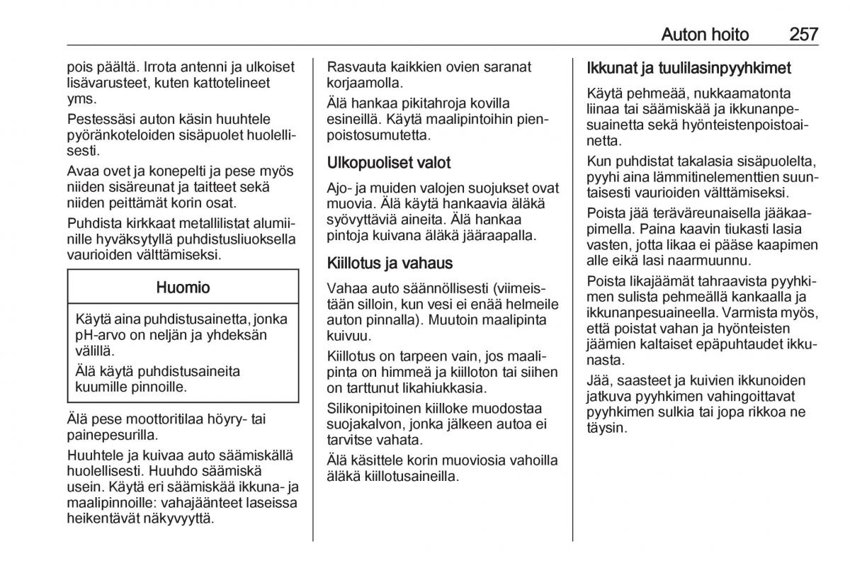 Opel Zafira C FL omistajan kasikirja / page 259