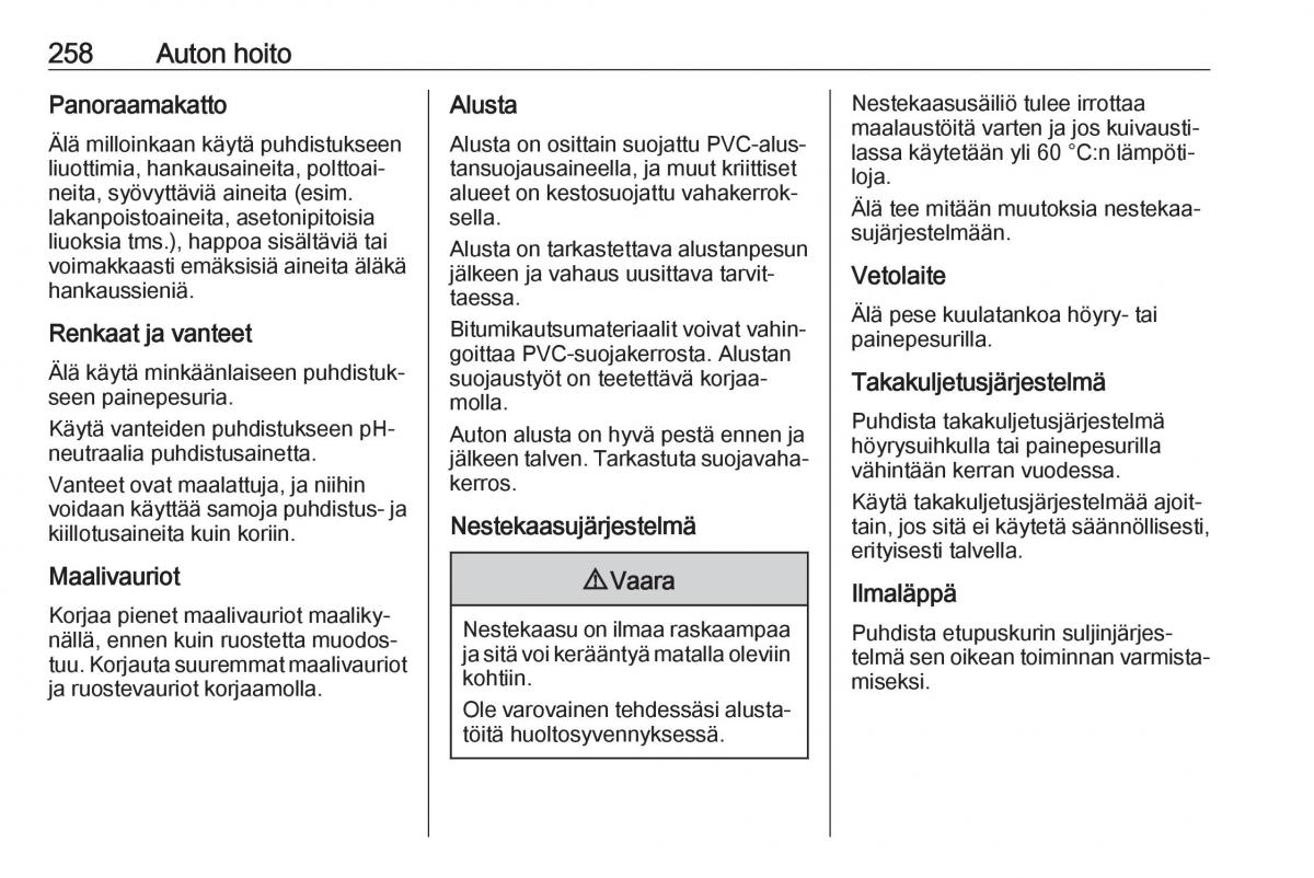 Opel Zafira C FL omistajan kasikirja / page 260