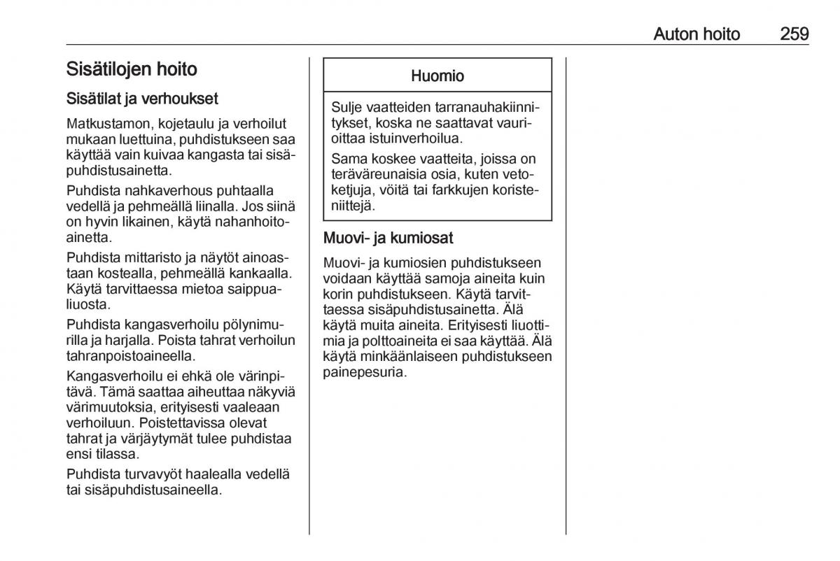 Opel Zafira C FL omistajan kasikirja / page 261