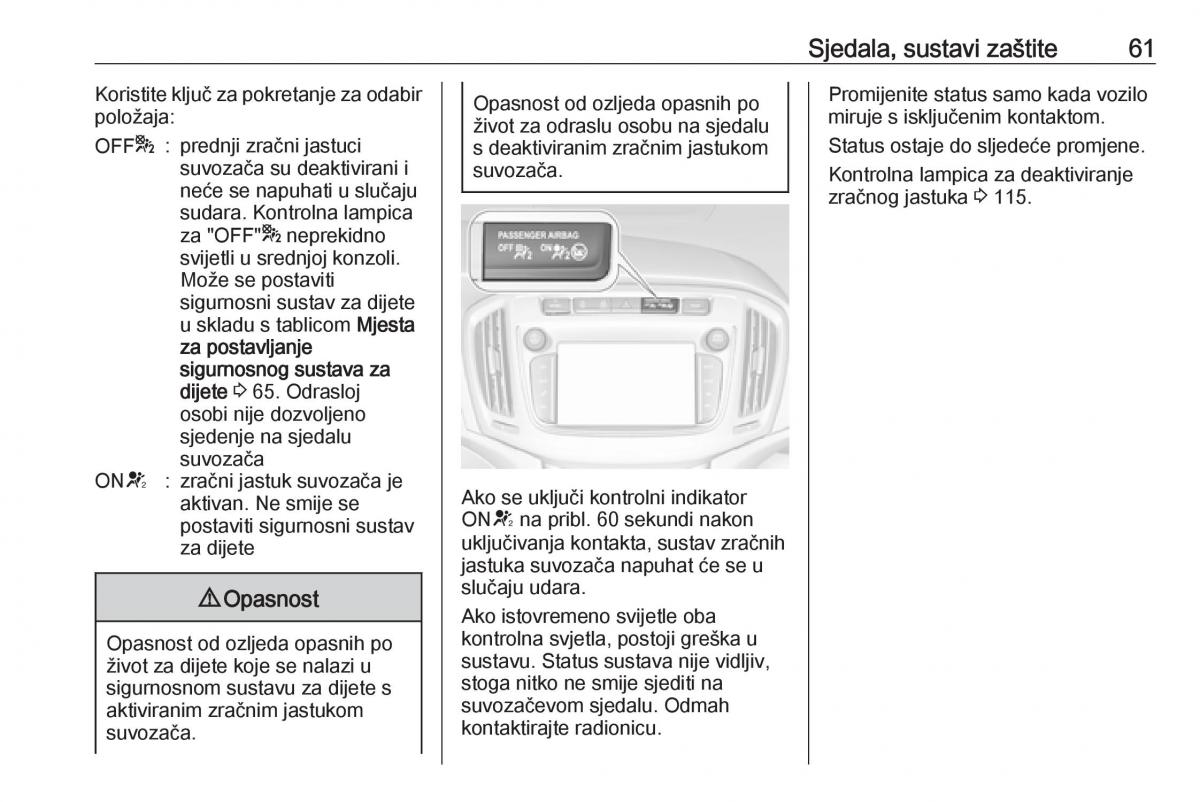 Opel Zafira C FL vlasnicko uputstvo / page 63