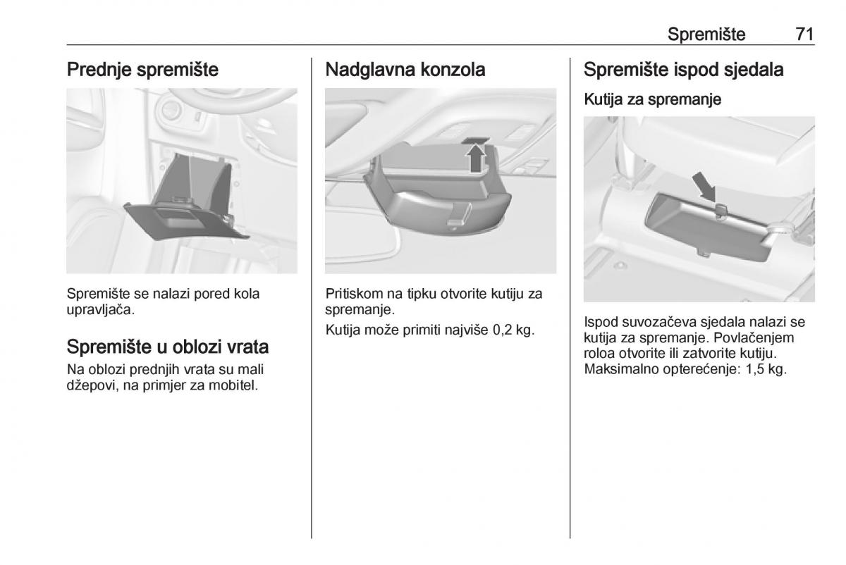 Opel Zafira C FL vlasnicko uputstvo / page 73