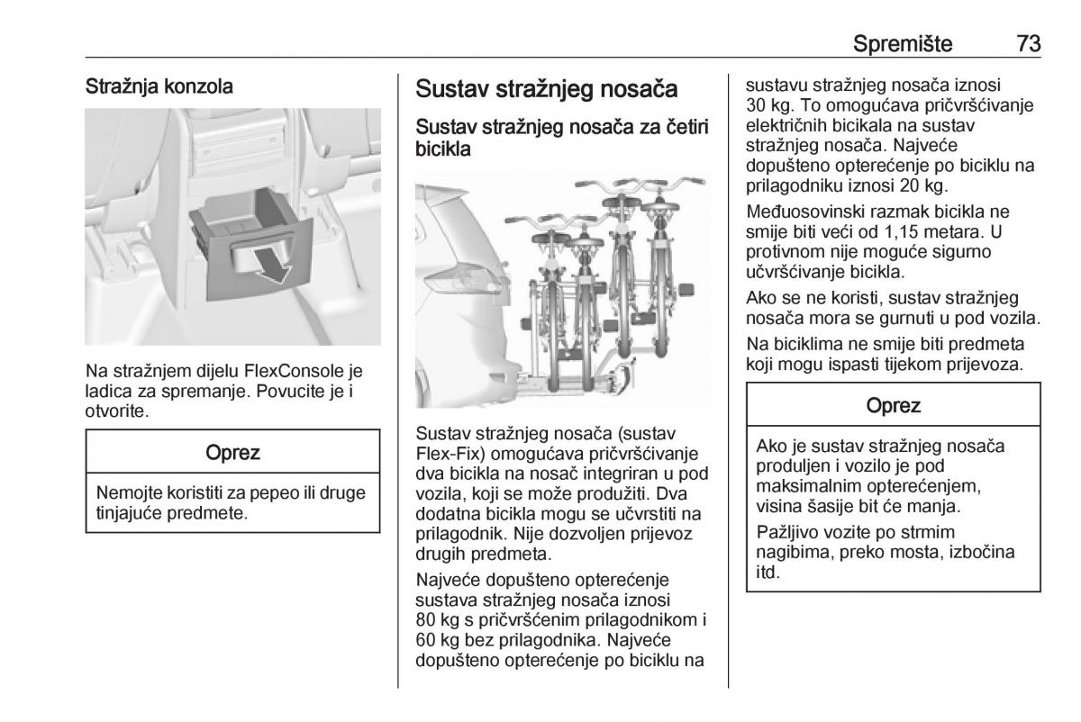 Opel Zafira C FL vlasnicko uputstvo / page 75