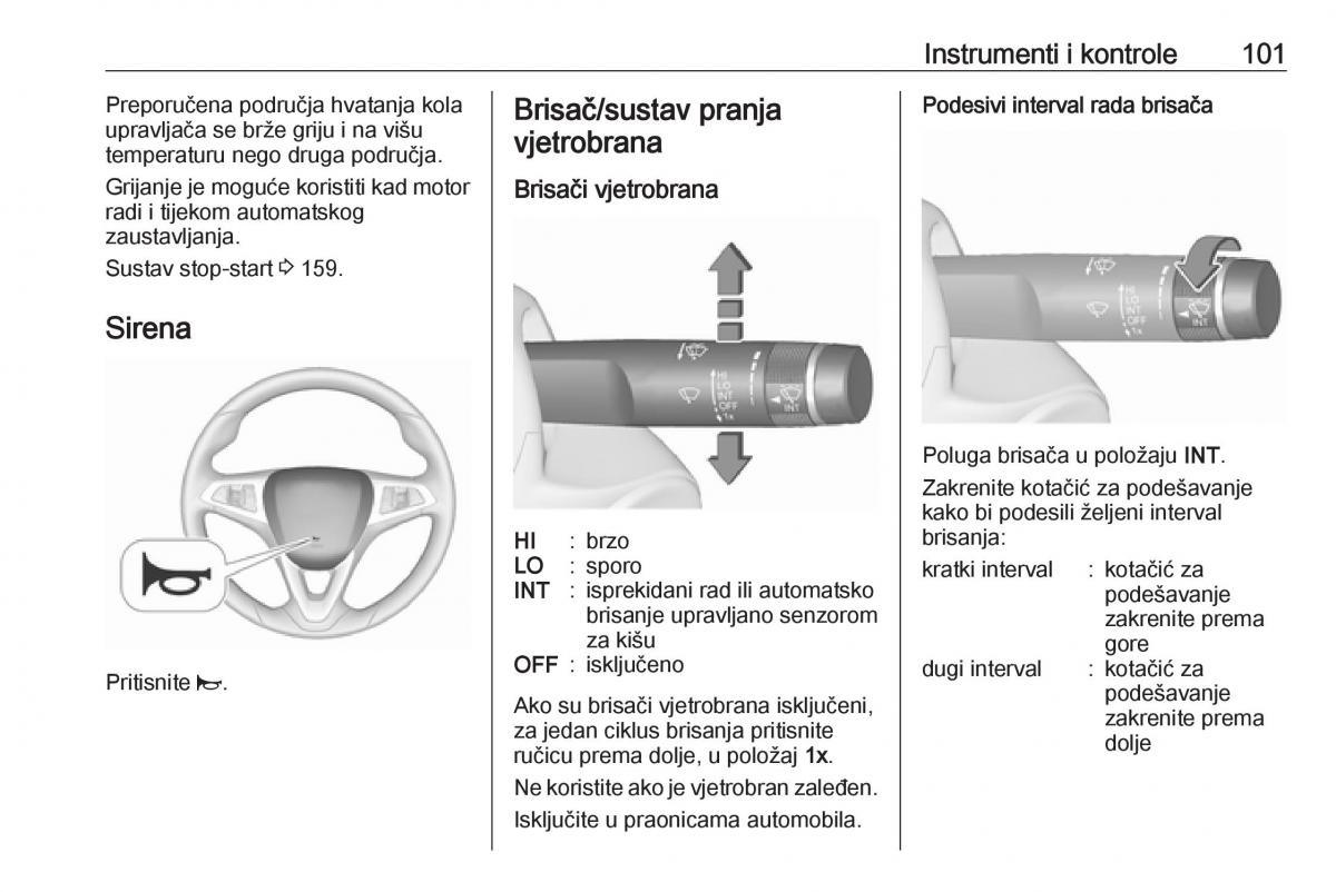 Opel Zafira C FL vlasnicko uputstvo / page 103