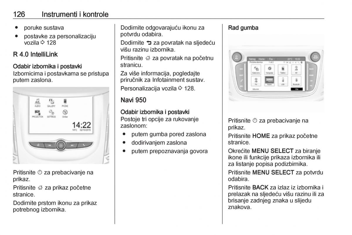 Opel Zafira C FL vlasnicko uputstvo / page 128