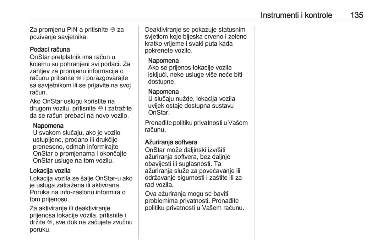 Opel Zafira C FL vlasnicko uputstvo / page 137