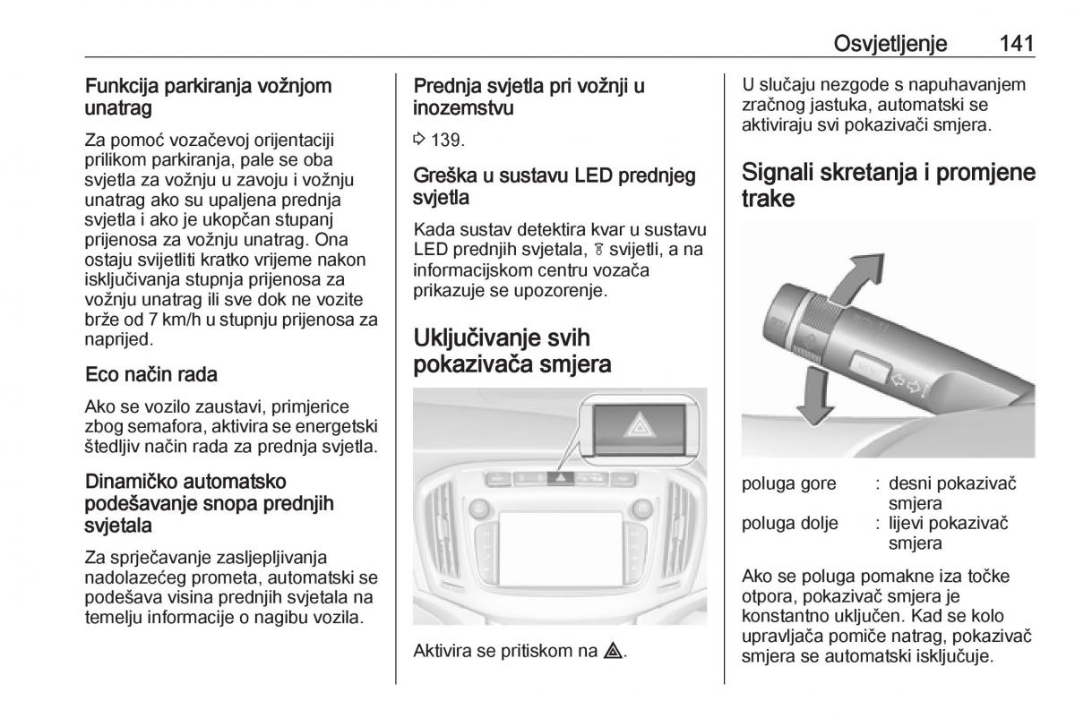 Opel Zafira C FL vlasnicko uputstvo / page 143