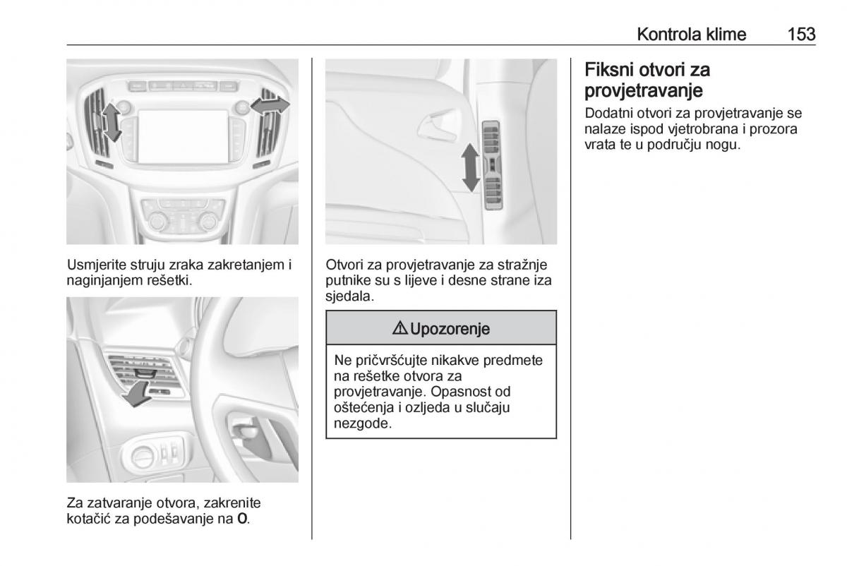 Opel Zafira C FL vlasnicko uputstvo / page 155