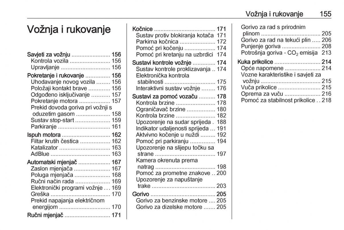 Opel Zafira C FL vlasnicko uputstvo / page 157