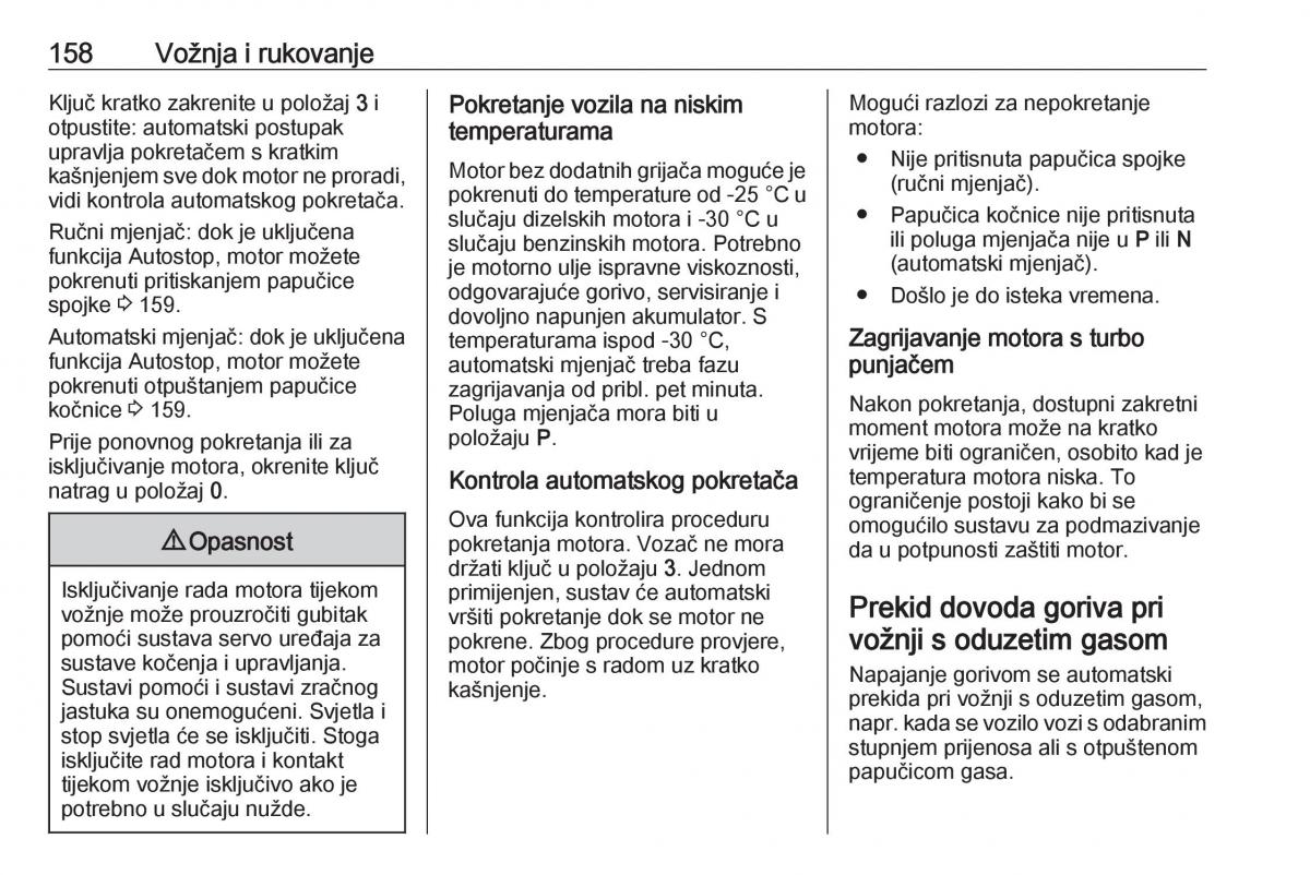 Opel Zafira C FL vlasnicko uputstvo / page 160