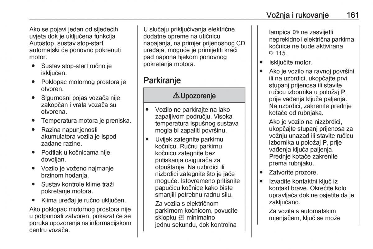 Opel Zafira C FL vlasnicko uputstvo / page 163