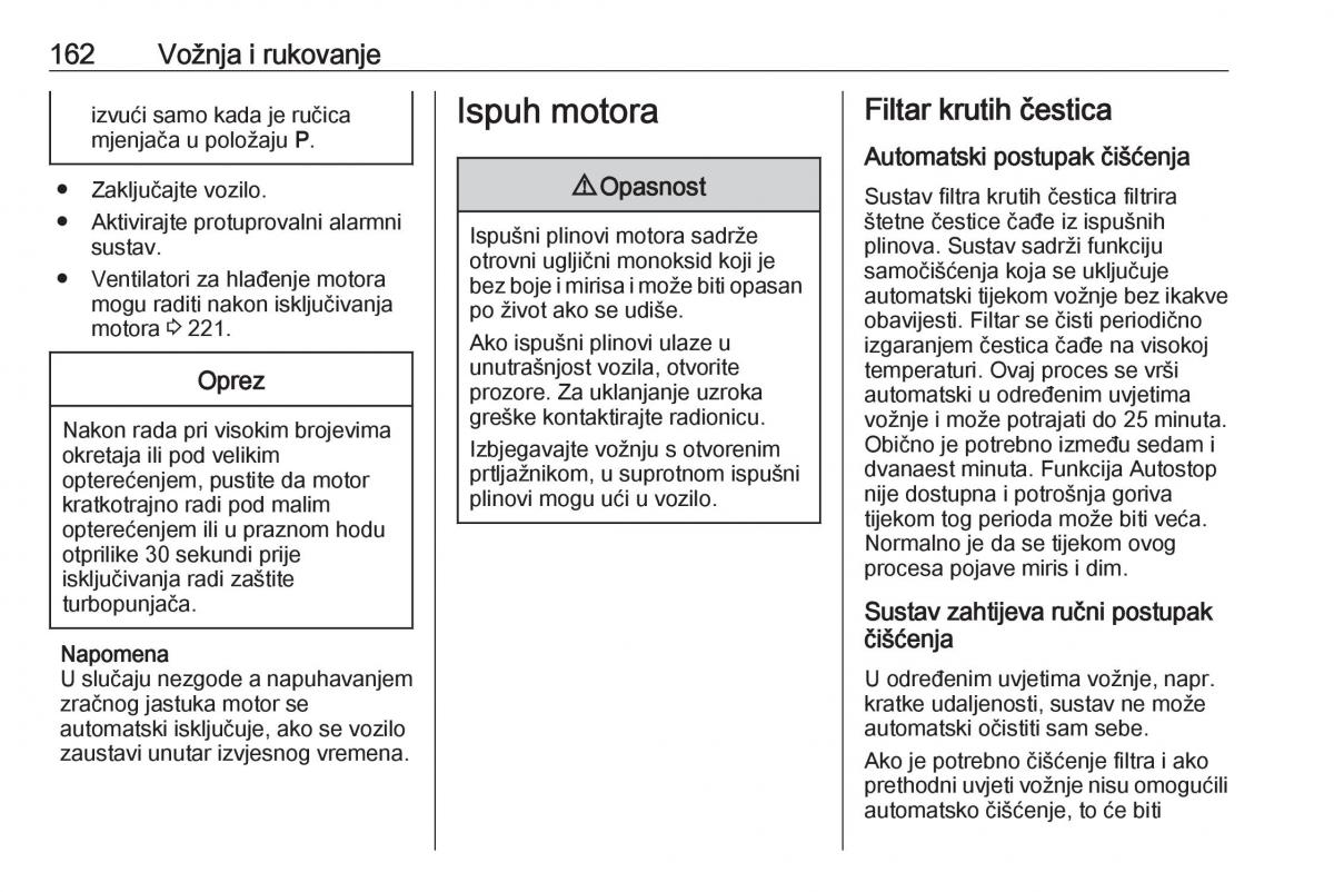 Opel Zafira C FL vlasnicko uputstvo / page 164