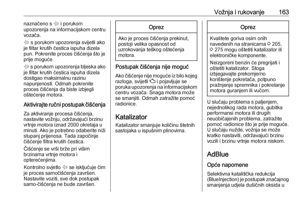 Opel Zafira C FL vlasnicko uputstvo / page 165