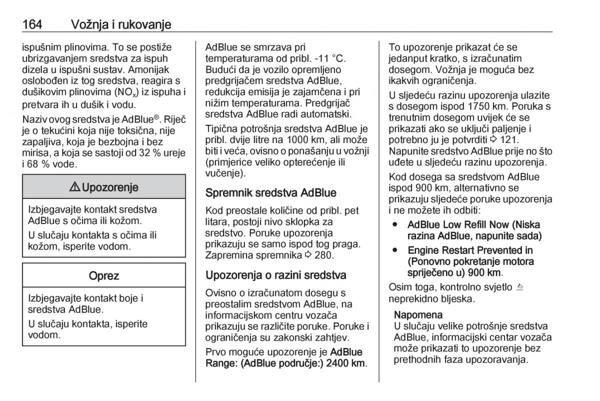 Opel Zafira C FL vlasnicko uputstvo / page 166