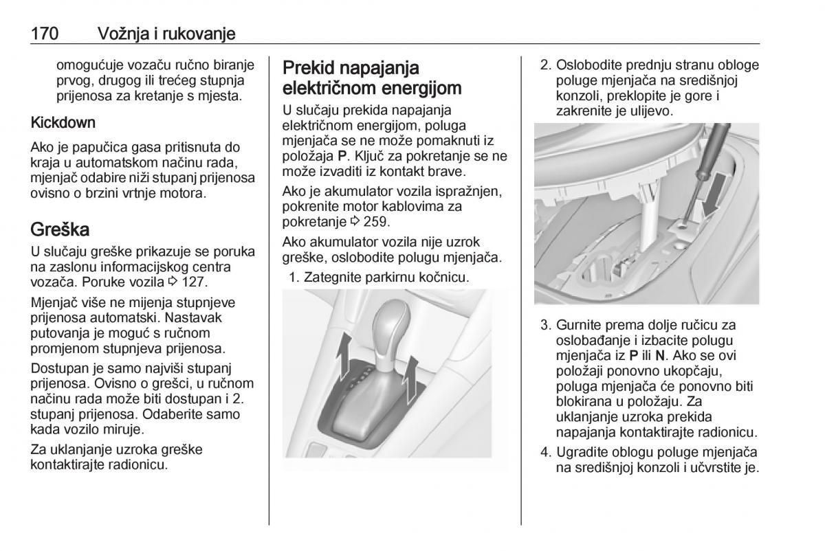 Opel Zafira C FL vlasnicko uputstvo / page 172