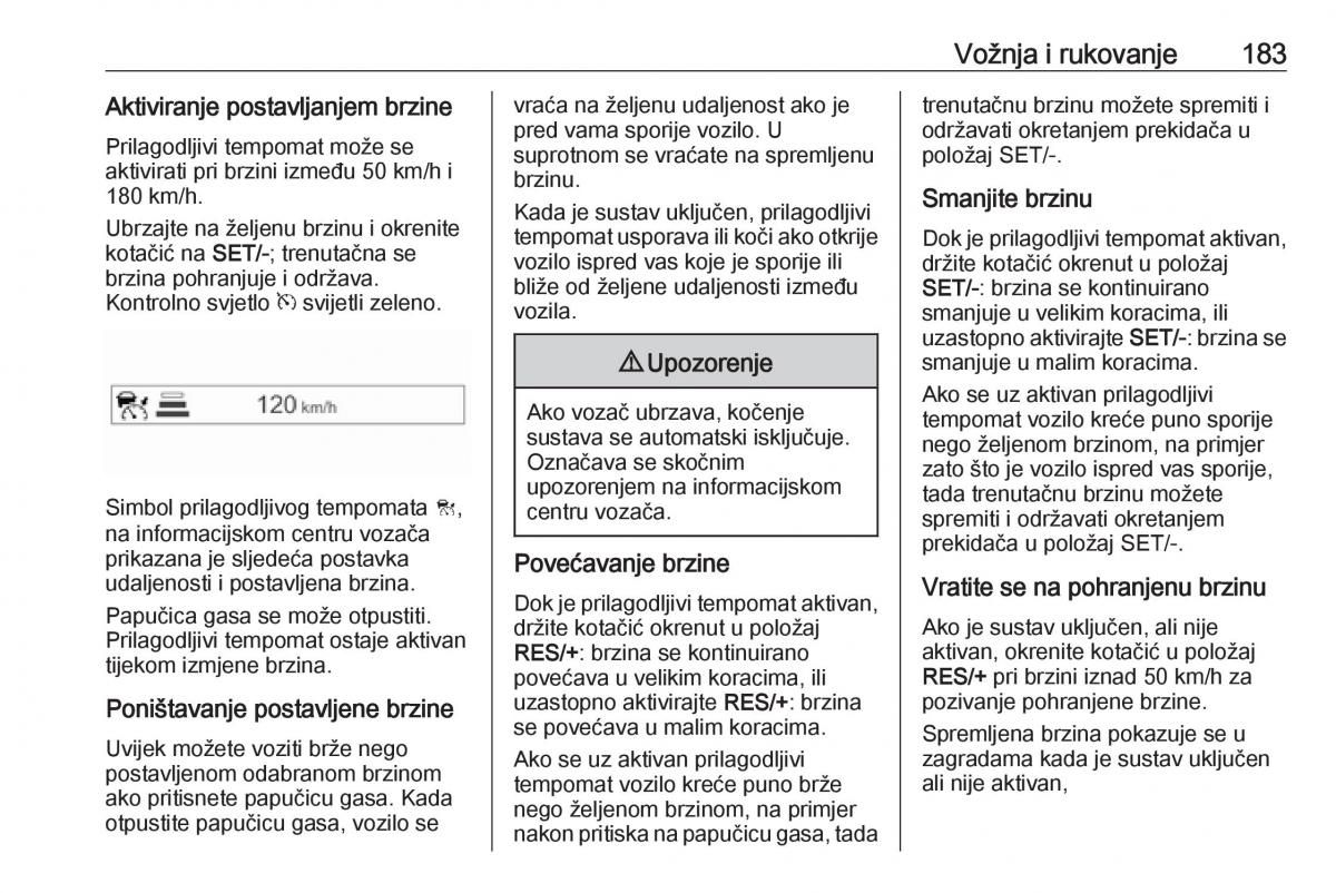 Opel Zafira C FL vlasnicko uputstvo / page 185