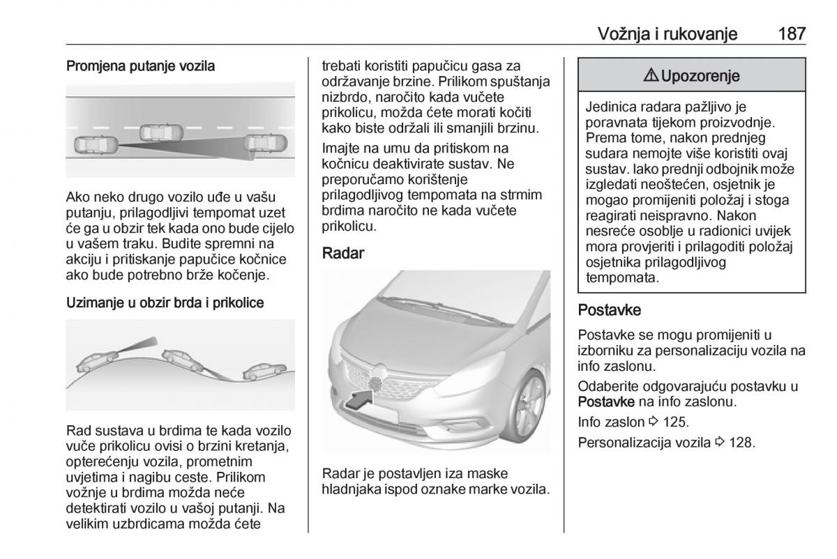 Opel Zafira C FL vlasnicko uputstvo / page 189