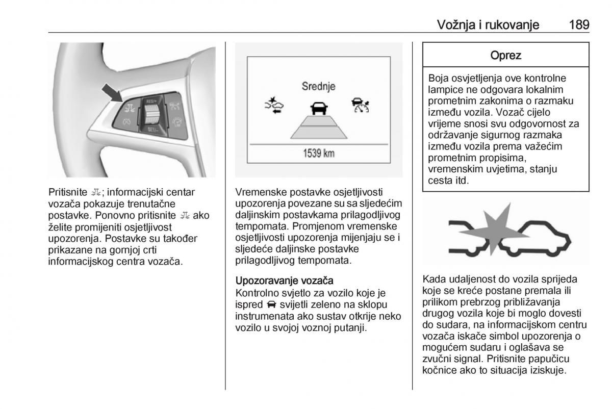 Opel Zafira C FL vlasnicko uputstvo / page 191