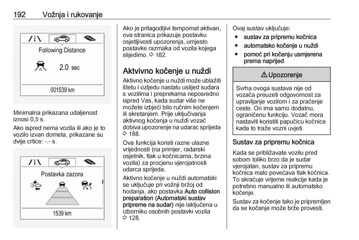 Opel Zafira C FL vlasnicko uputstvo / page 194