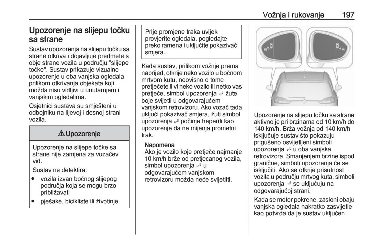 Opel Zafira C FL vlasnicko uputstvo / page 199