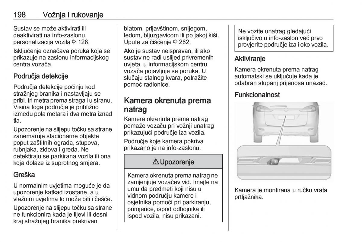 Opel Zafira C FL vlasnicko uputstvo / page 200