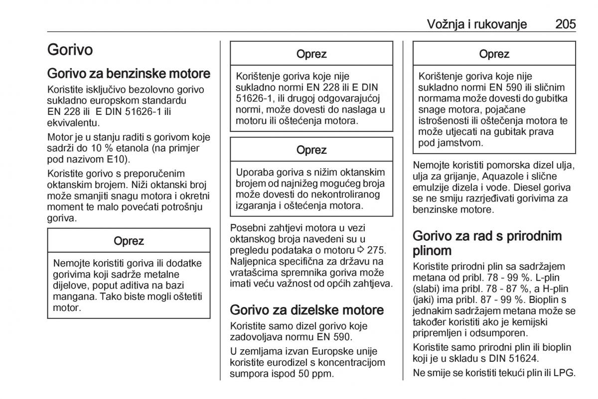 Opel Zafira C FL vlasnicko uputstvo / page 207