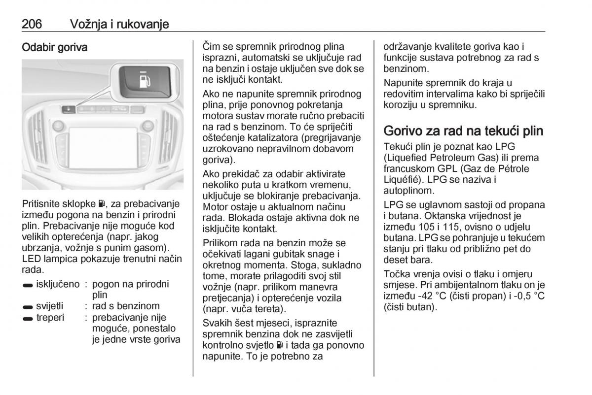 Opel Zafira C FL vlasnicko uputstvo / page 208