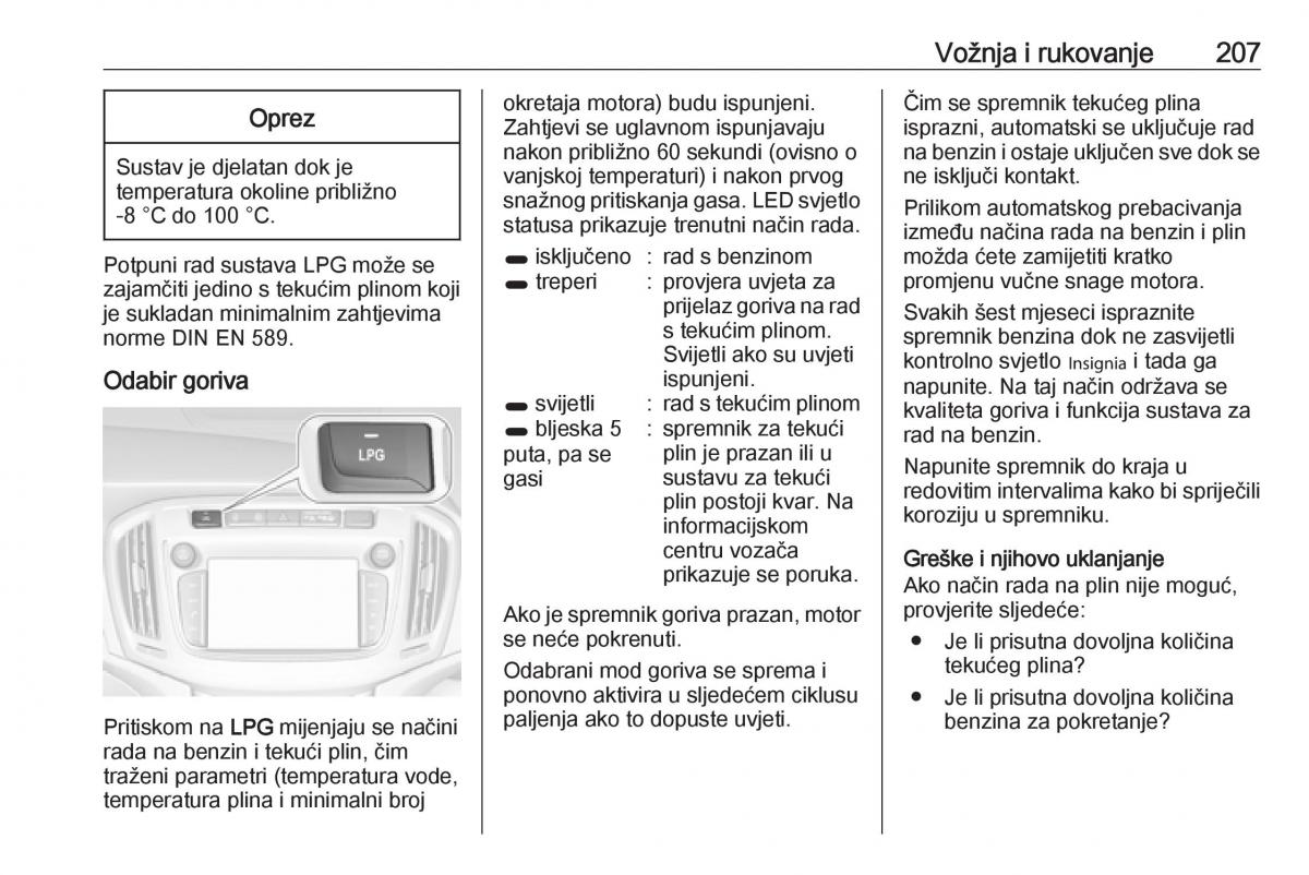 Opel Zafira C FL vlasnicko uputstvo / page 209