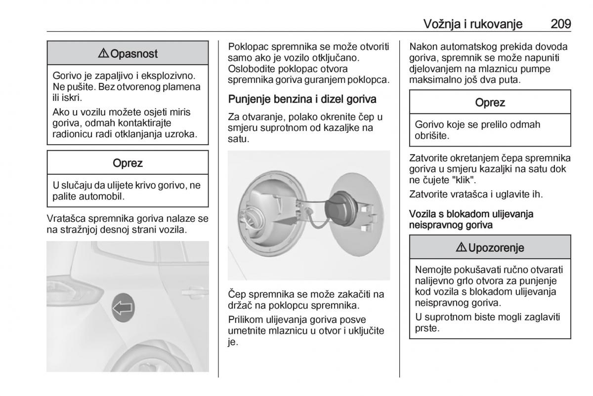 Opel Zafira C FL vlasnicko uputstvo / page 211