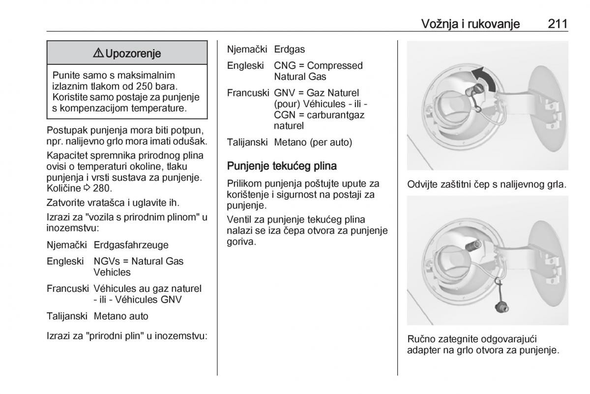 Opel Zafira C FL vlasnicko uputstvo / page 213